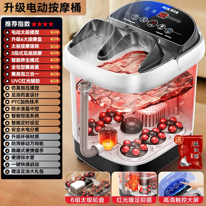 220V AUX Electric Foot Spa Bath Massager with Heating and Constant Temperature Automatic Home Use Deep Bucket WDC