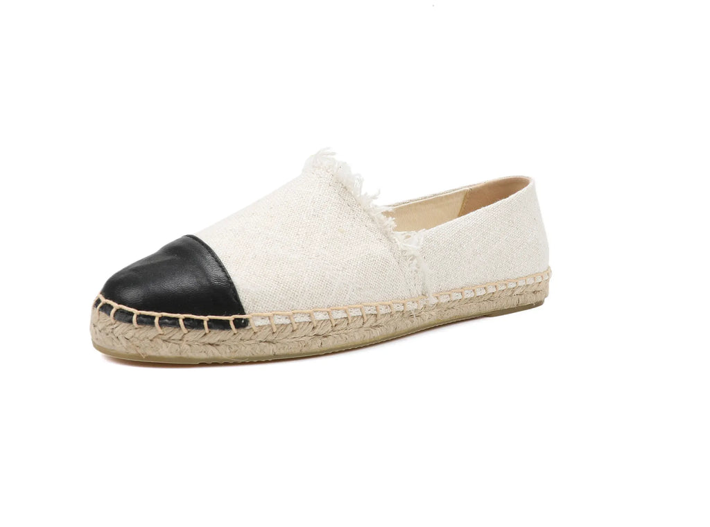 White espadrilles for women flat closed toe shoes