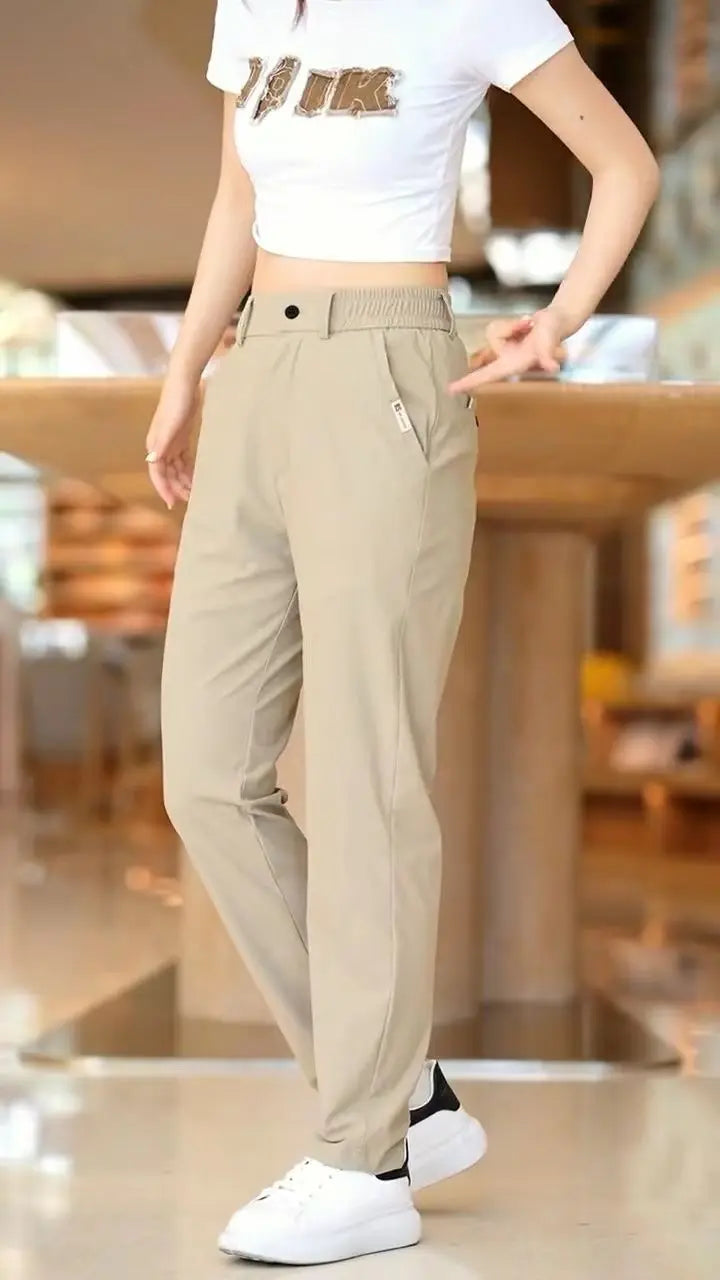 High Elasticity Ice Silk Casual Pants Men's Summer Thin Style Quick Dry Fashion Business Straight Leg Pants