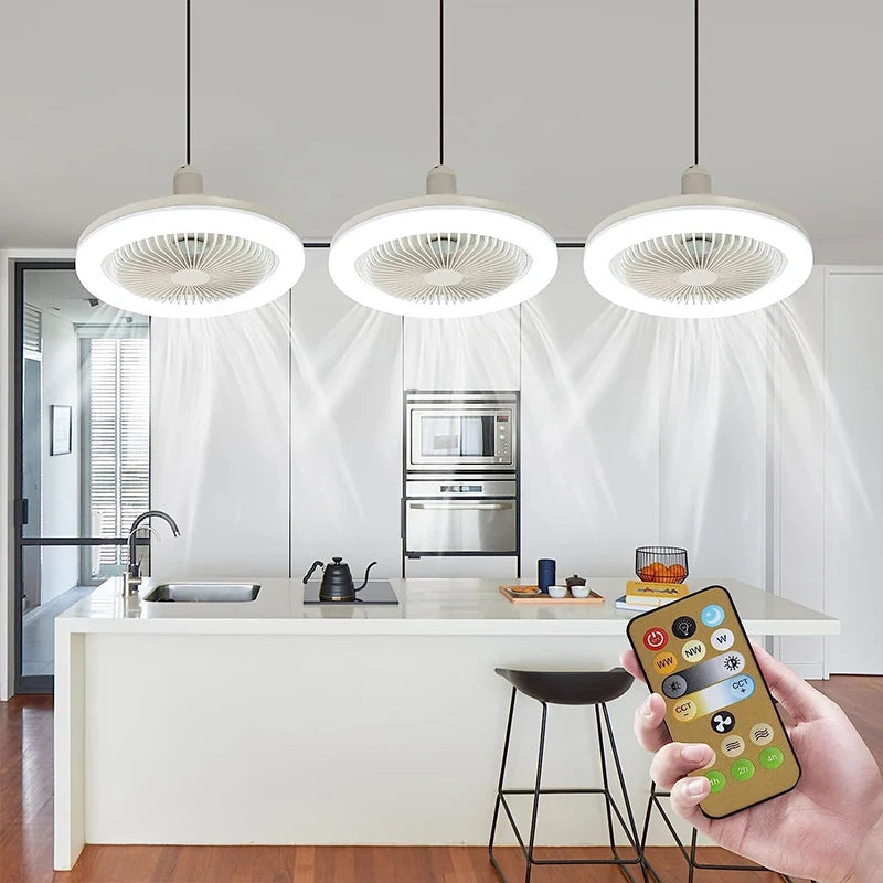 3In1 Ceiling Fan With Lighting Lamp E27 Converter Base With Remote Control For Bedroom Living Home Silent Ac85-265v