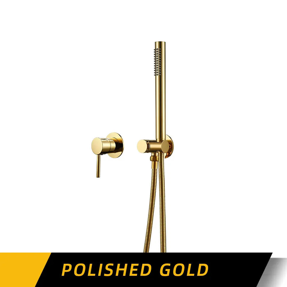 Handheld Bathroom Shower System Brushed Gold Hot And Cold Water Bathtub Mixer Single Handle & Shower Holder Separately Tap Set