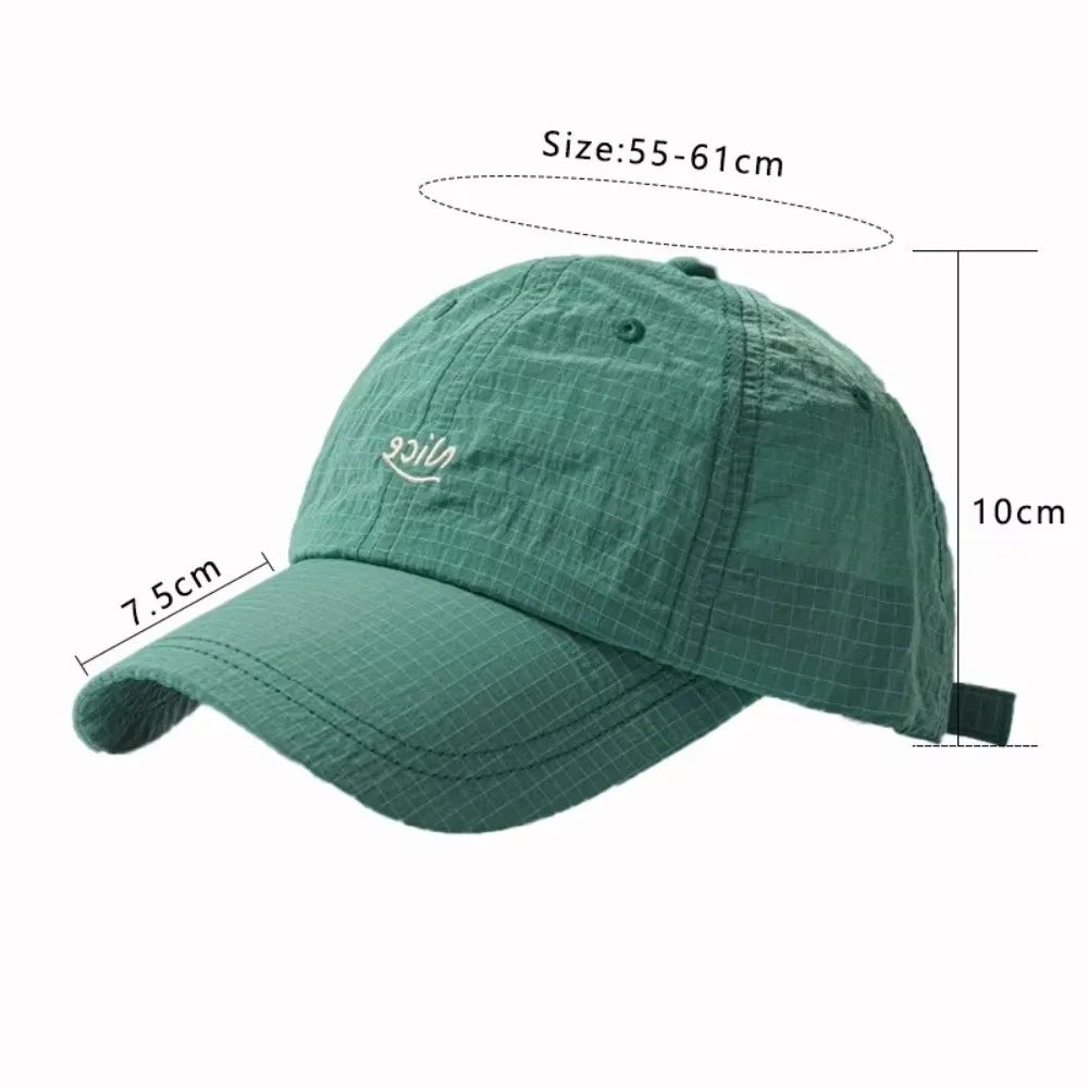 New Plaid Thin Sun Cap Quick-drying Breathable Baseball Cap Adjustable Letter Embroidery Sports Running Cap Men Women