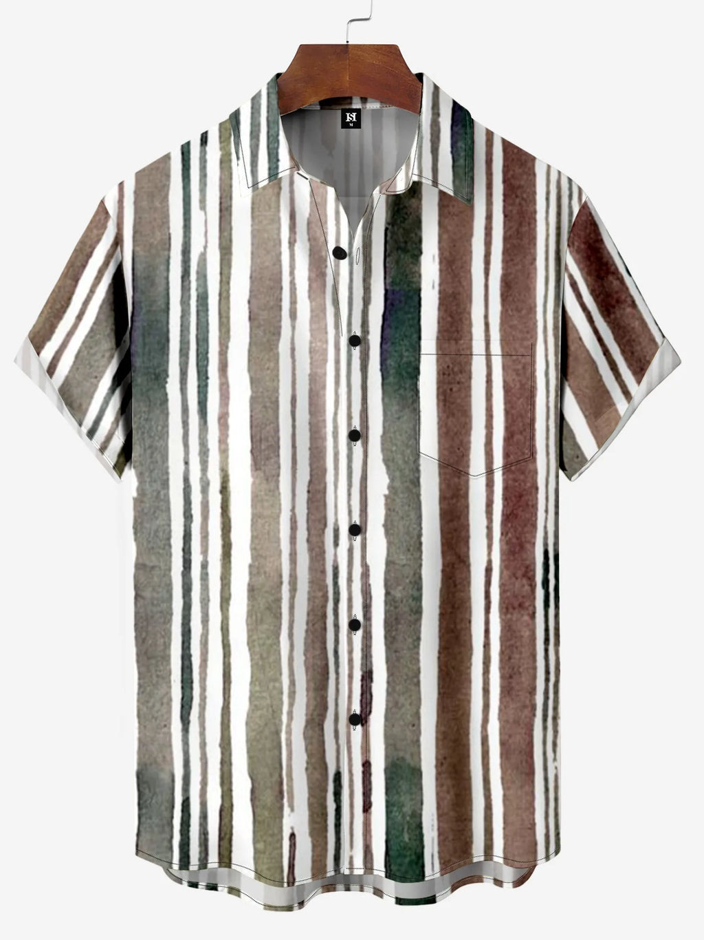 Men's Shirt Short Sleeve Colorful Stripe Print Button Shirt Summer Beach Shirt Camping Shirt Short Sleeve Men's Formal Shirt
