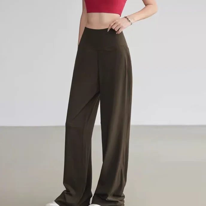Women's High-Waisted Loose Sporty Wide-Leg Pants with Breathable and Casual Fit for Outdoor Wear