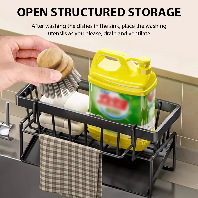 Kitchen Sink Drain Rack Organizer Sink Shelf Soap Sponge Holder Dishcloth Towel Rack Filter Basket Countertop Storage Spice rack