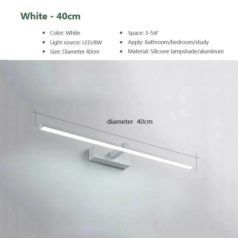 Modern LED Vanity Mirror Wall Light for Bathroom Makeup Mirror Headlamp Indoor Lighting Fixture Sconce Decor