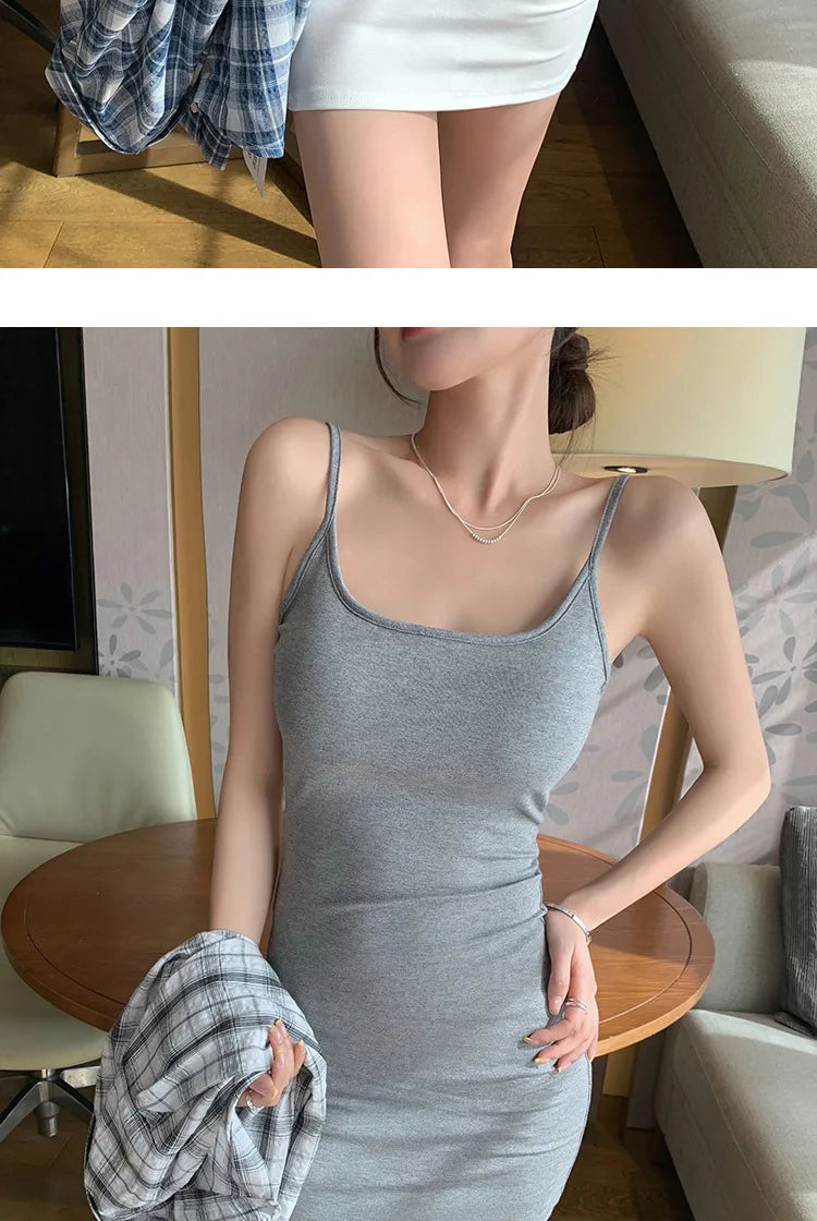 BIVIGAOS Spring Summer Sexy Package Hip Short Camisole Dress Women Elastic Tight Fit Hot Girl Hip Wrap Mini Sleeveless Sundress