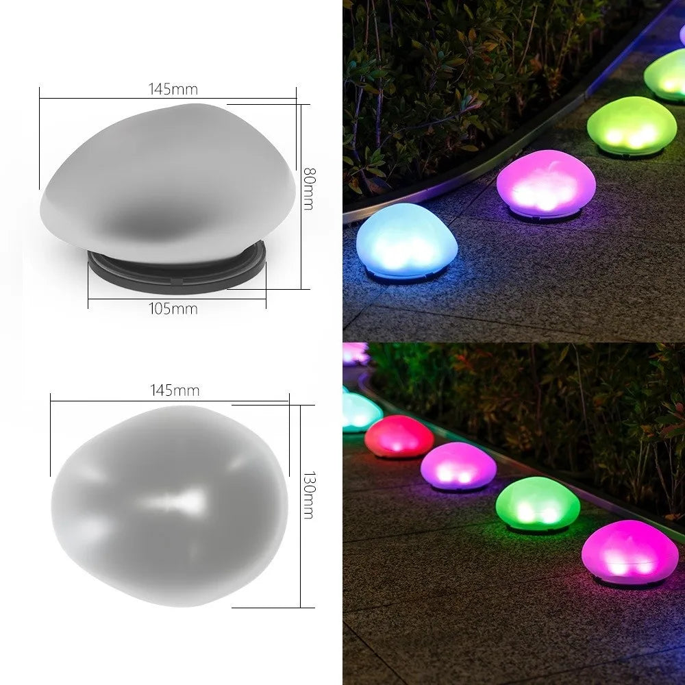 LED Solar Stone Light Solar Powered Decorative Frosted Glass Ground Lamp Waterproof Outdoor Waterproof Lantern Garden