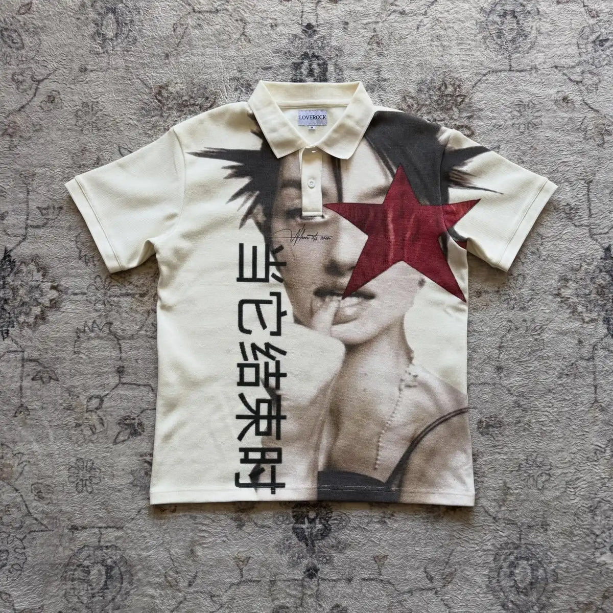 Y2k Gothic Polo T Shirts Men Women Rock Letter Embroidery Hip Hop Loose Men Shirts Round Neck Short Sleeve Polo Shirt Tops
