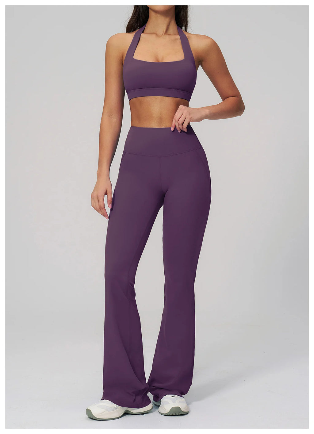 Women's Tracksuits 2PCS Flared Pants Yoga Set Gym Fitness Outfits Female Shockproof Sports Bra Yoga Workout Clothes Sports Sets