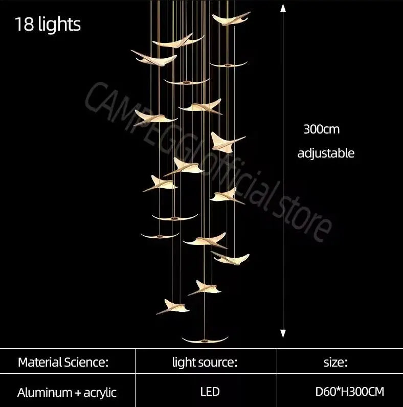 Modern Staircase Branch Chandelier New Luxury Home Hotel Iobby Decoration LED Indoor Lighting Customizable Chandelier