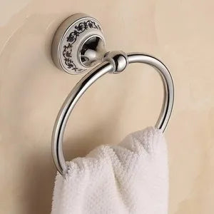 Luxury Towel Rack Wall Mounted Bathroom Accessories Set Ceramic Stainless Steel  Bath Hardware Sets Chrome Toilet Brush Holder