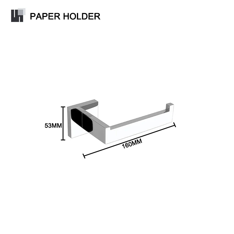 Stainless Steel Chrome Bathroom Hardware Set Square Towel Rack Towel Rack Tissue Holder Robe Hook Bathroom Rack Accessories