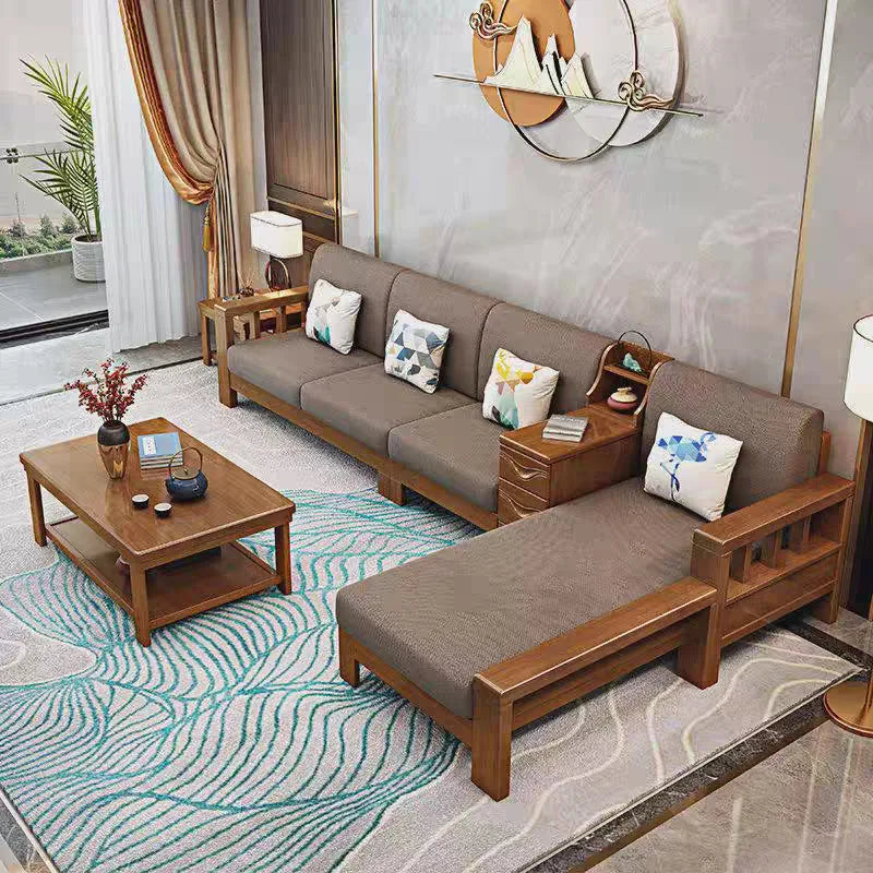 Solid wood sofa combination, modern simple Chinese furniture, small apartment in the living room of the concubine