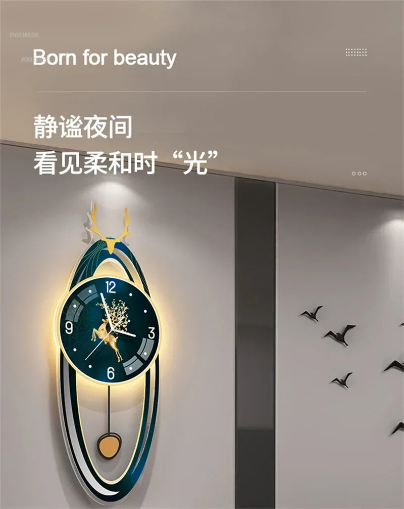 Light Luxury Wall Clocks Creative Home Decor Nordic Simple Living Room Home Wall Clock Luxury Designer Smart Models with Lights