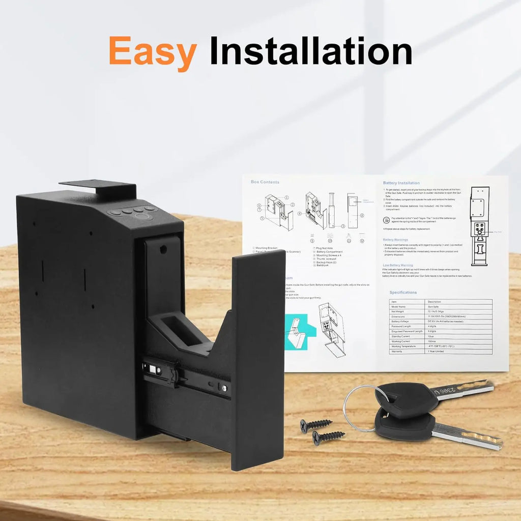 Automatic Pop-up Push and Pull Gun Safe Box with Fingerprint Password Key  for Home Office Security