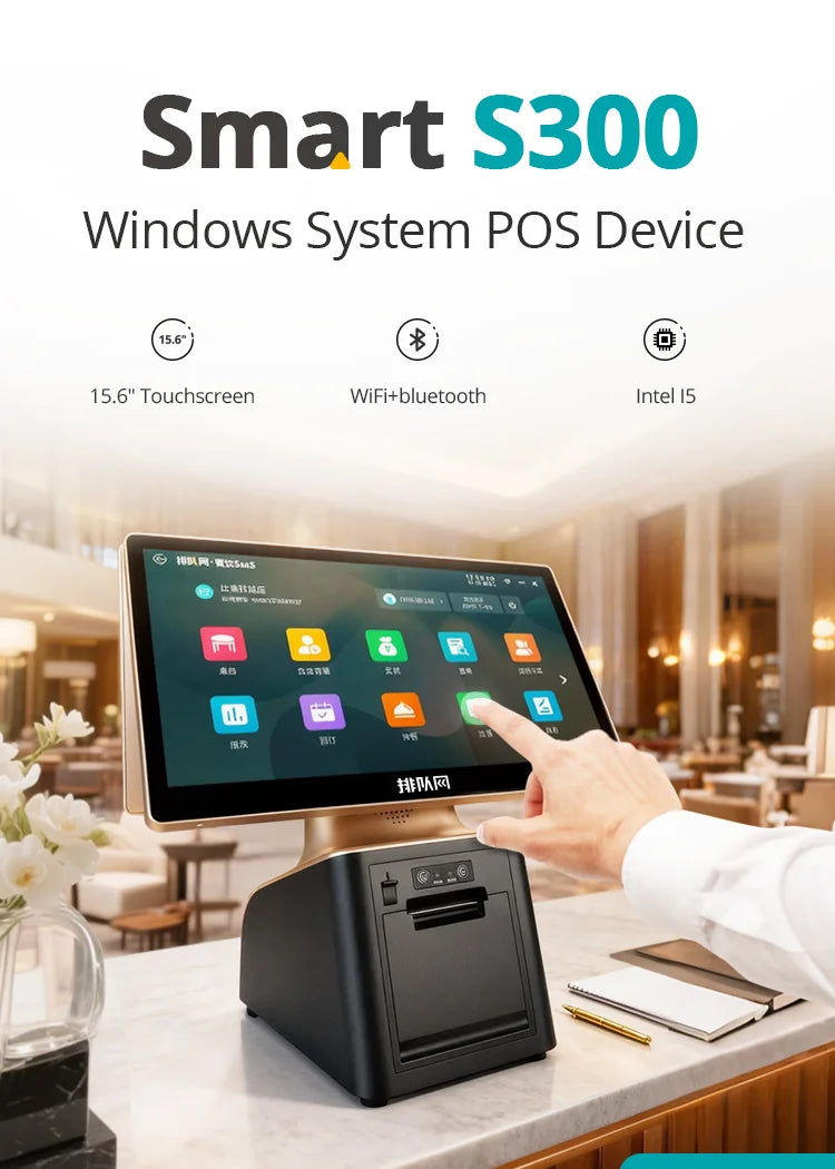 S300 Dual Touch Screen All In One Pos Systems With Printer For Fast Food Restaurant Windows Cash Register Machine