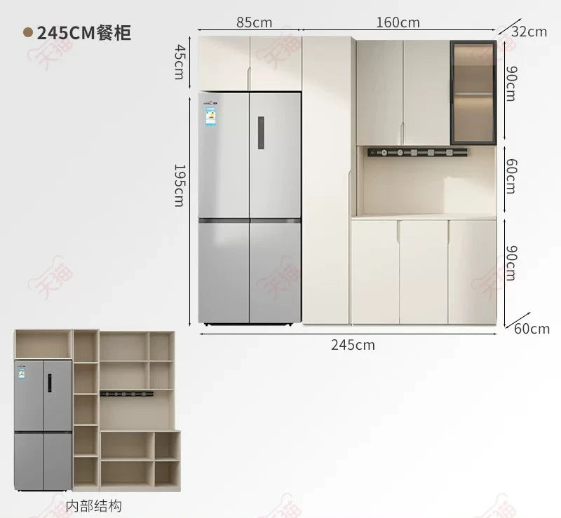 LTT Simple Modern Side Cabinet Embedded Refrigerator Cabinet Kitchen Living Room Locker