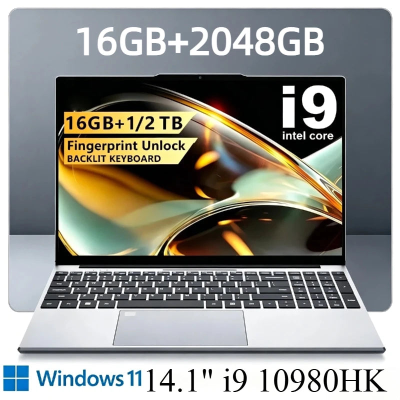 14.1 Inch Gaming Laptop Intel Core i9 10980HK 2.4 5.3GHz 32GB DDR4 2TB PCIe SSD Windows 11 Pro Portable Gamer Notebook Pro