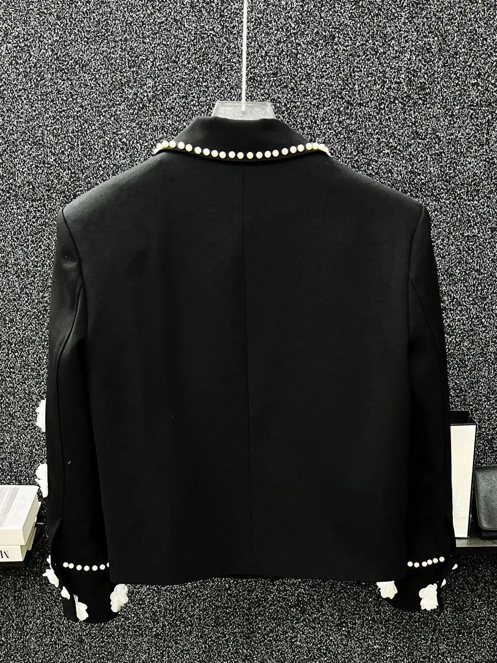 Flower Appliques Men's Jacket Spring Autumn Pearl Beading Lapel Coat American Fashion High Street Male Gorgeous Jackets