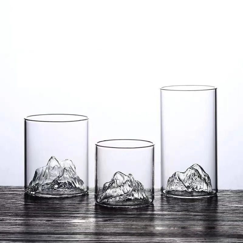 Transparent Whiskey Glasses Mountain Crystal Glass Drinking Glasses for Drinking Bourbon, Cognac, Scotch, Cocktails 125-380ml