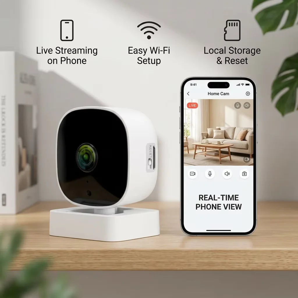 5MP WiFi Security Camera, 2K HD Smart Home Monitor with Night Vision & Motion Detection, 2.4GHz Camera
