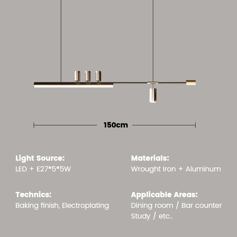 Minimalist Restaurant Chandelier Modern Light Luxury Simple Nordic Bar Table Spotlight Designer Creative Straight Strip Lights