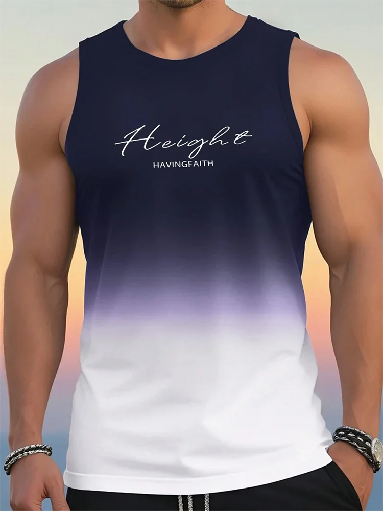Summer Exercise Fitness Men's Tank Top Daily Street Men's Fashion Tank Top Outdoor Sports Loose Comfortable Men's Sleeveless Tee