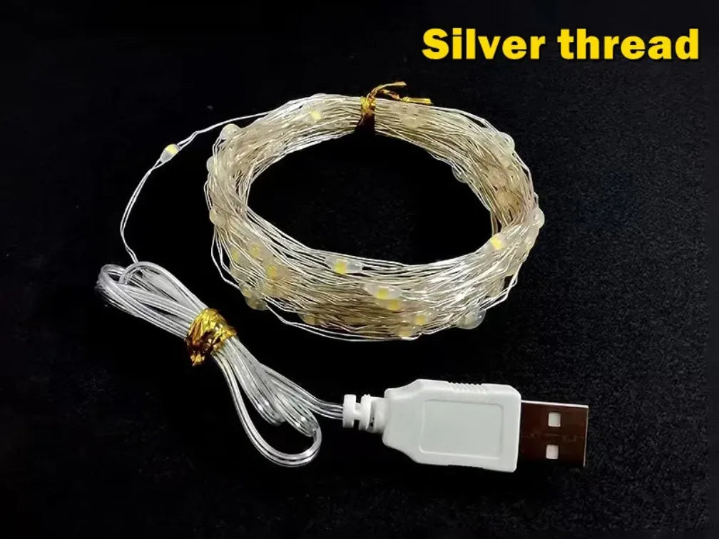 USB LED String Lights 5M Silver Wire Garland Light Waterproof Fairy Lights for Christmas Wedding Holiday Party Decoration