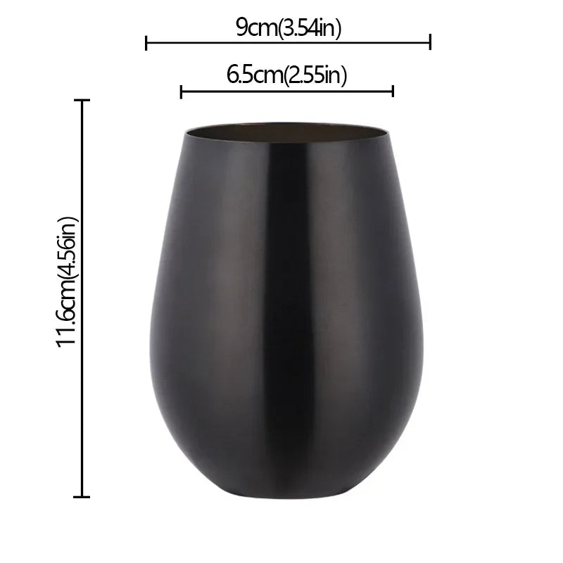 500ml Stainless Steel Single Layer Titanium Plating Wine Glasses Beer Titanium Wine Glasses 500ML Big Belly Water CupBarSupplies