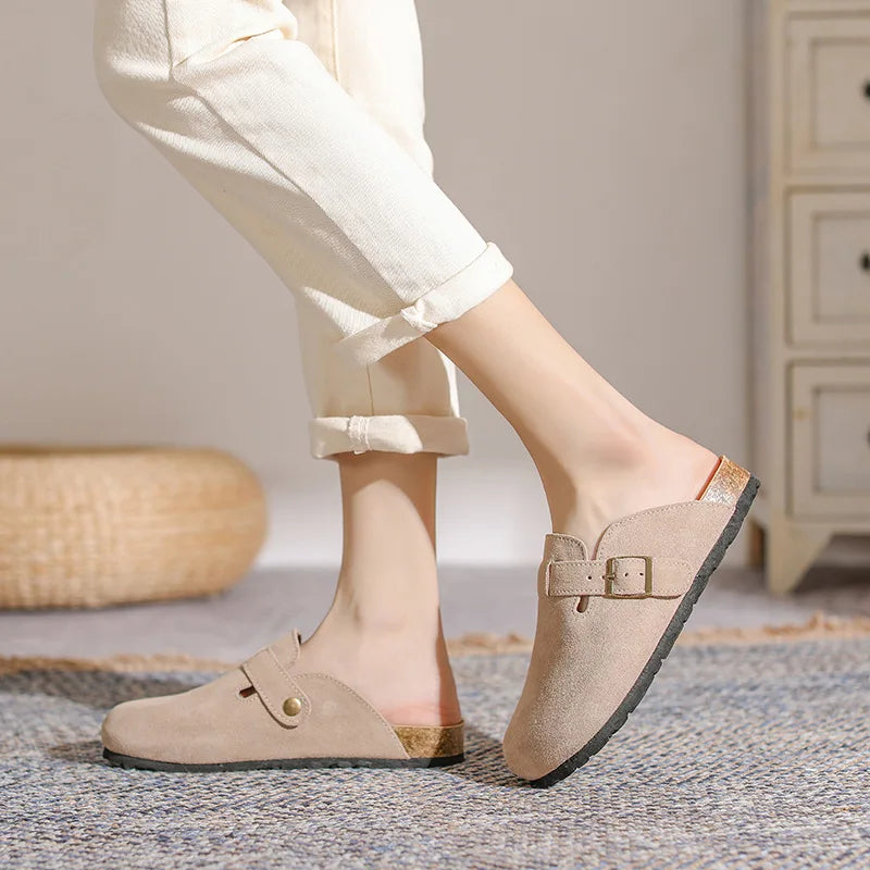 High-quality Vintage Fashion Suede Leather Sandals, Unisex, Spring and Autumn Trendy Premium Slippers