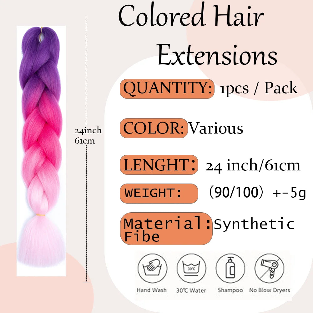 24 Inches DIY Jumbo Braiding Hair Synthetic Hair Extensions Afro Ombre Crochet Braid Hair Wholesale For Women