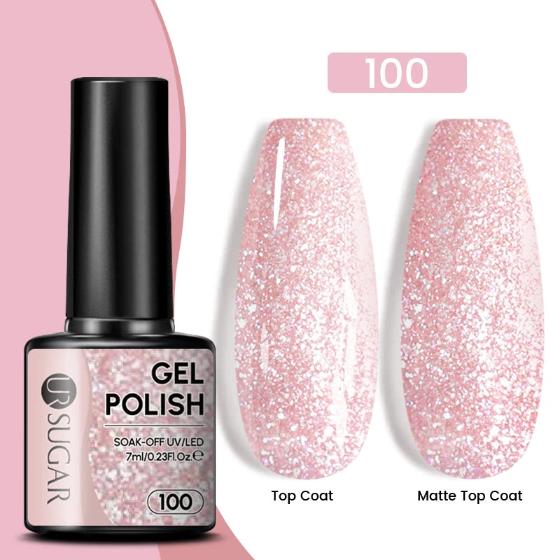 UR SUGAR 7ML Valentine’s Day Gel Nail Polish 107 Colors Classic Black Red Glitter Semi Permanent Autumn Soak Off UV Gel Varnish
