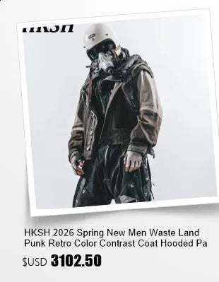 HKSH Spring Autumn Men's Tide Dark Punk Wool Deconstructed Leather Patchwork Jacket Fashion Vibe Vintage Y2K Gothic Coat HK27230