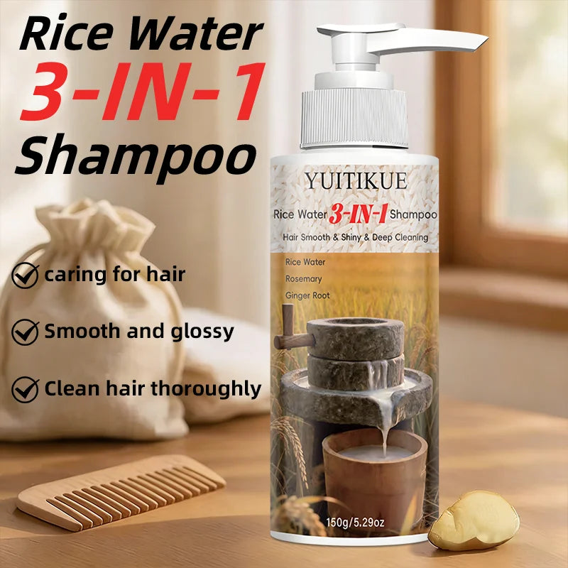 YUITIKUE Rice Water 3-in-1 Shampoo 150g - Deep Cleansing Shampoo for Smooth, Shiny & Healthy Hair