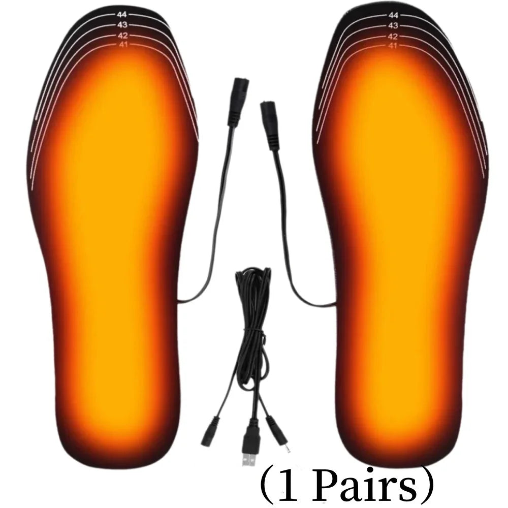 USB Rechargeable Heated Insoles (Size 35-45) | DIY Cuttable for Outdoor Skiing & Winter Warmth