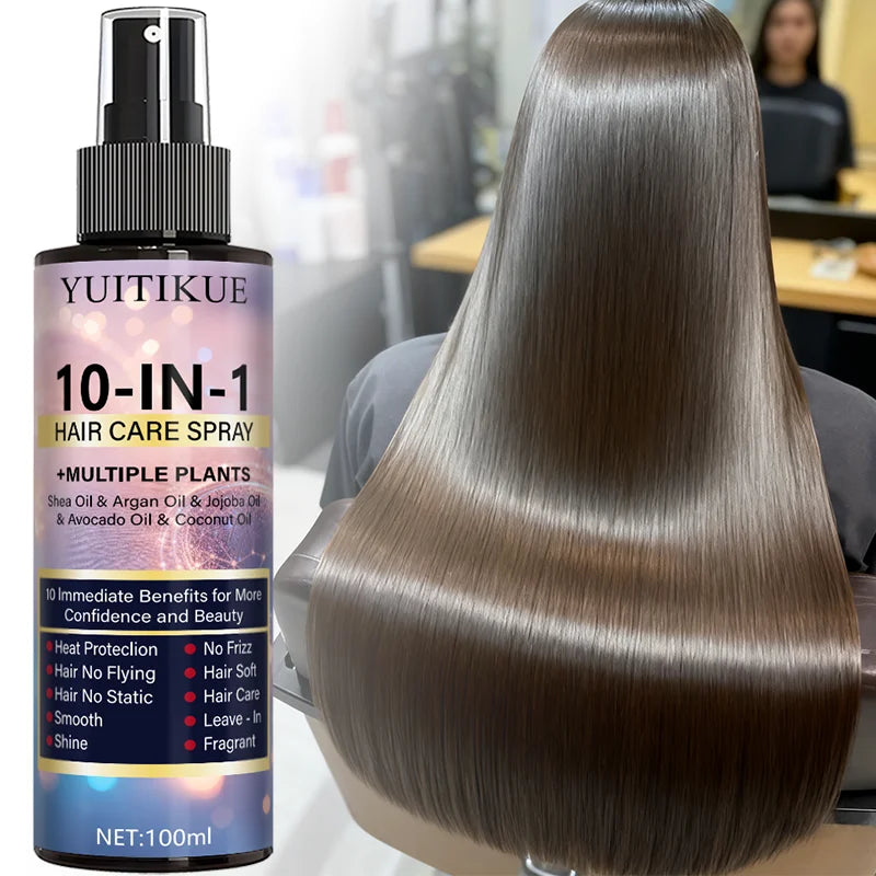 YUITIKUE 10-in-1 Hair Treatment Spray - Heat Protection, Smooths Flyaways, Adds Shine & Moisture to Hair