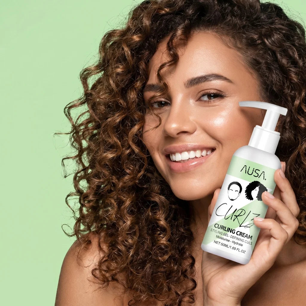 Curling Cream Curl Defining Styling Lotion Moisturizes Repairs Dry Hair Tames Frizzy Waves Daily Portable Curly Hair Styling 50m