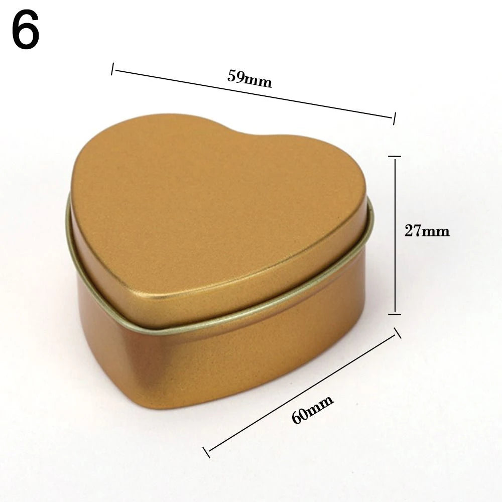 Heart Shape Metal Box Aluminum Tin Jar for Cream Balm Nail Candle Cosmetic Container Refillable Tea Cans Candy Packaging Box 1Pc