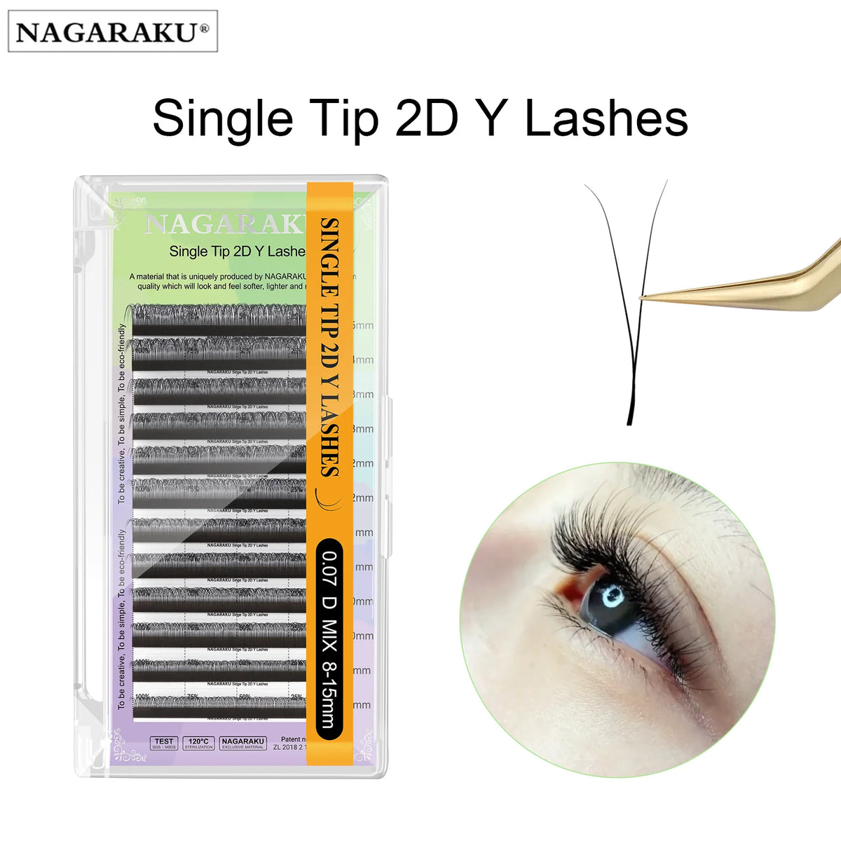 NAGARAKU Single Tip 2D Y Shape Eyelash Hand Woven Premium Soft Eyelashes Extension Makeup Mesh Net Cross YY Lashes