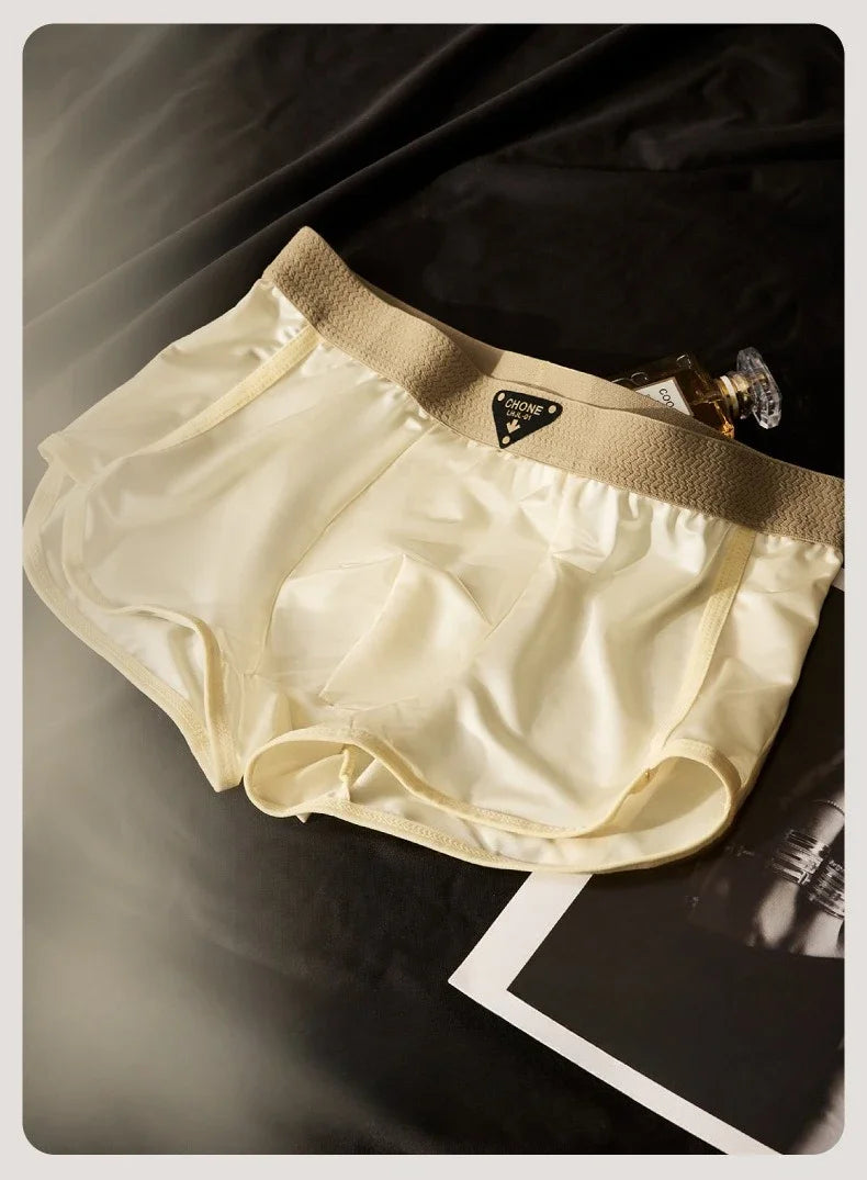 4Pack Ice Silk Men Underwear 10A Grade Antibacterial Mulberry Silk Blended Lining Mens Boxers Trendy Mens Boxershorts