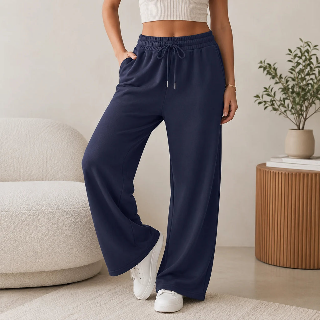 Women Summer Sweatpants 14 Colors Wide Leg Loose Fit Sports Pants Comfortable Drawstring Elastic Waist Casual Streetwear Joggers