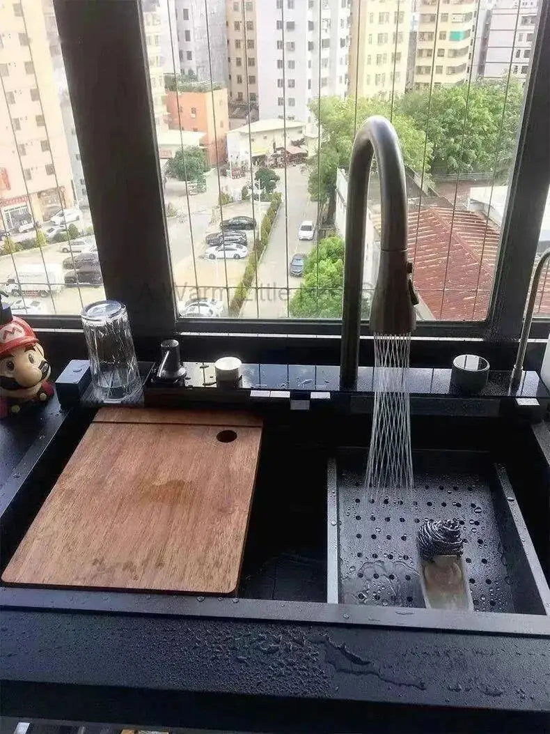 Smart Creative Kitchen Sinks for Apartments Modern Metal Multi-functional Sinks Luxury Household Kitchen Sinks for Rental Houses