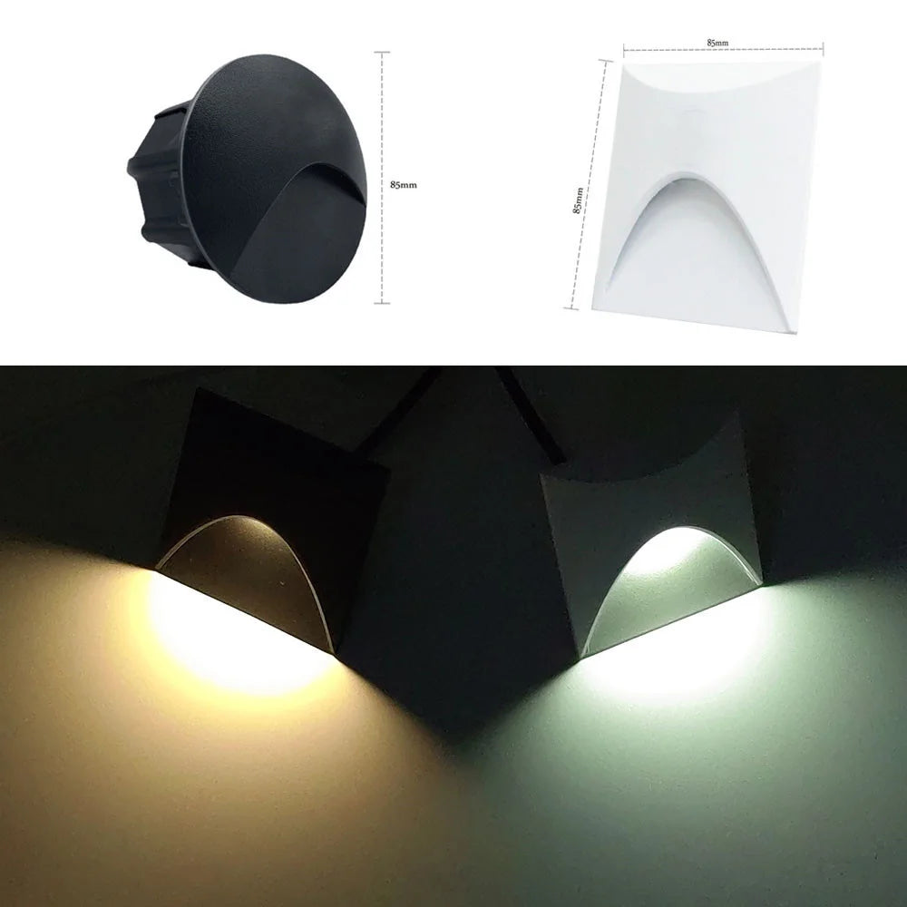 Outdoor Led Stair&Step Light 3W Waterproof Recessed Wall Corner Lamp For Home Landscape Pathway Stairway Garden Yard Footlight