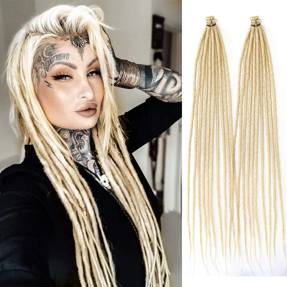 24 Inch DreadLock Extensions Handmade Thin And Soft Reggae Hip-Hop Style Synthetic DreadLock Extensions Crochet Hair for Women