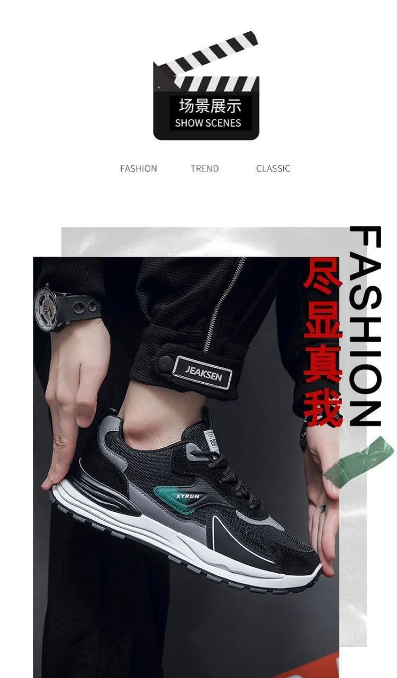 Fashion Men's Shoes Mesh Breathable Casual Sneakers Lace Up Comfort Running Shoes for Men Luxury Tennis Shoes Zapatillas Hombre