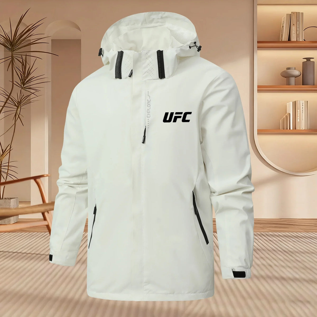 Men's Casual Hooded Jacket with Spring Autumn Zipper Style Loose Windbreaker Lightweight Breathable Outdoor Hiking Sportswear