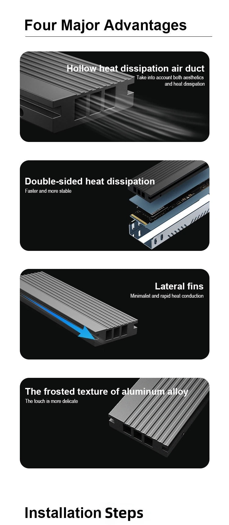 M.2 SSD Heatsink M2 2280 Solid State Hard Disk Aluminum Radiator with Thermal Silicone Pad PS5 Desktop PC NGFF NVME