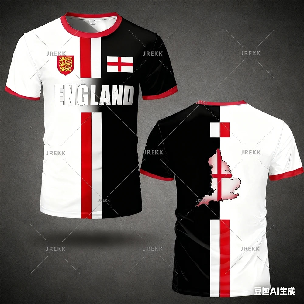 England Football Jersey Men's Sports T-shirts Maillot Football Oversized Quick Dry Tops Unisex Casual Tees Tops Y2k Mens Gifts