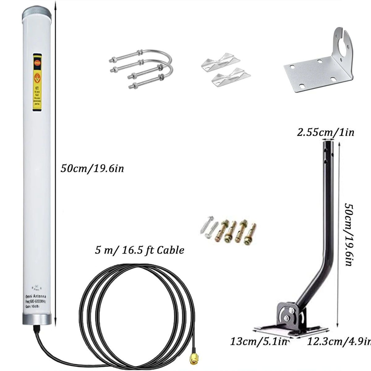 Outdoor 5G 4G LTE Omni Directional Cellular Phone Antenna 600-6000MHz 12dBi T-Mobile Compatible for Cell Phone Booster Router